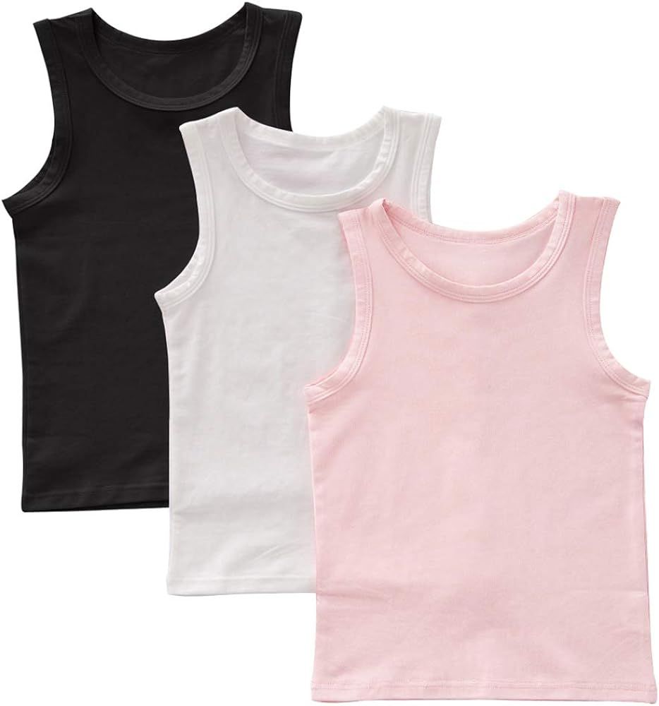 benetia Girls Cotton Tank Undershirts 3-Pack | Amazon (US)