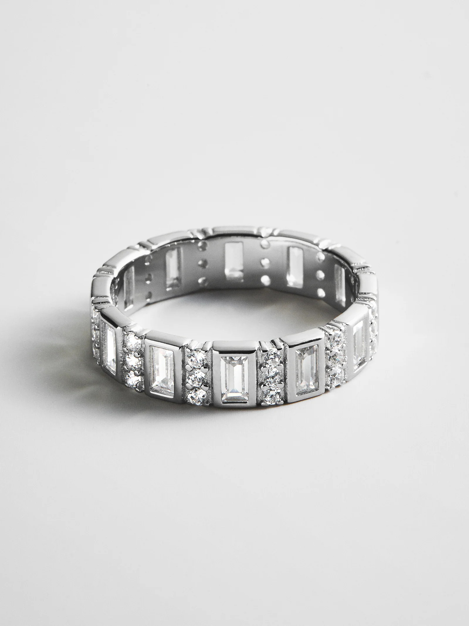 Isabella Sterling Silver Cigar Band - Silver/Pav\u00e9 | BaubleBar