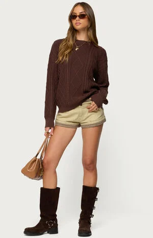 Edikted Jessy Cable Knit Oversized Sweater | PacSun