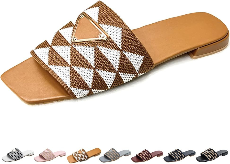 Women's Luxury Embroidered Fabric Slides Fashion Dressy Open Toe Slipper Non-Slip Summer Beach Fl... | Amazon (US)