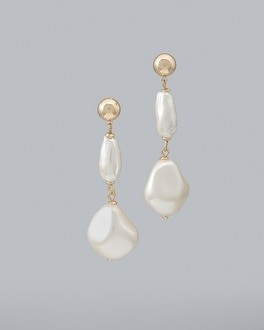 Faux-Pearl Linear Drop Earrings | White House Black Market