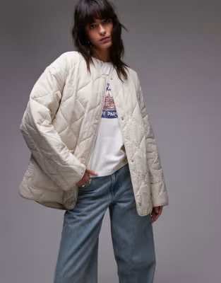 Topshop quilted chuck on liner jacket in stone | ASOS (Global)