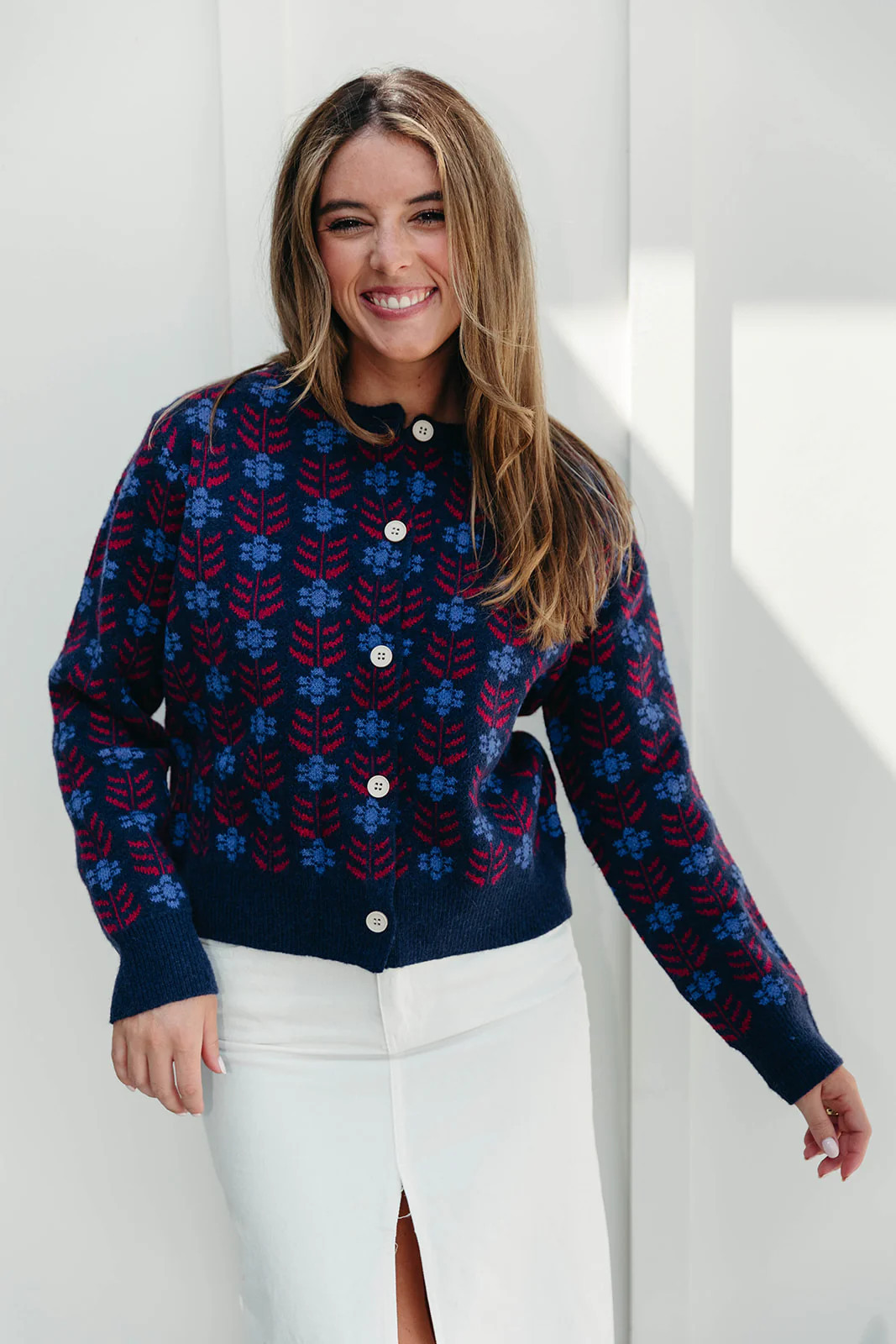 Arlo Cardigan - Navy Floral | Triple Threads