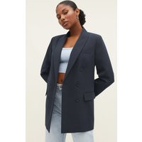 Stradivarius Long straight fit blazer Navy blue S | Stradivarius (UK)