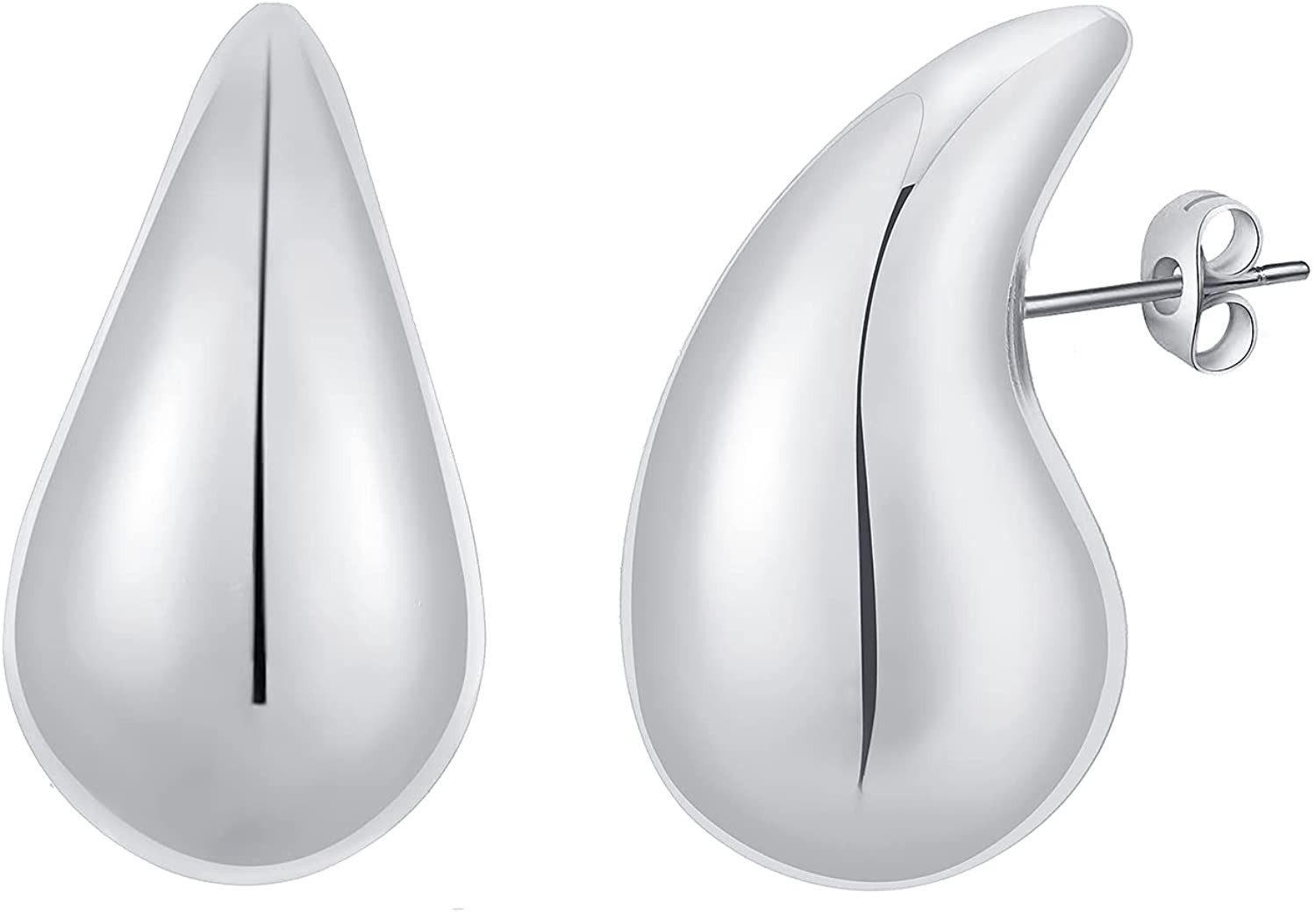 Chunky Gold Hoop Earrings for Women, Lightweight Waterdrop Hollow Open Hoops, Hypoallergenic Gold... | Amazon (US)