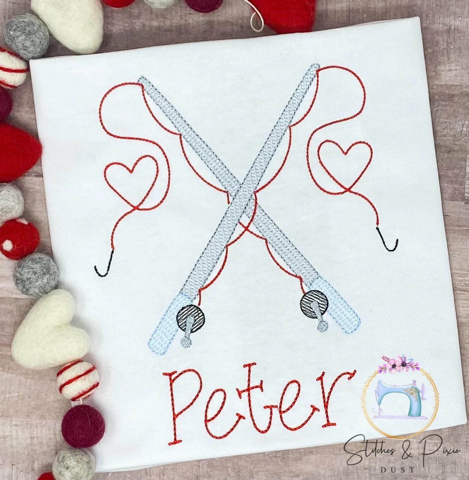 Kids Valentine Day Shirt/fishing Pole With Hearts/monogram Shirt/valentine Personalized Shirt/fir... | Etsy (US)