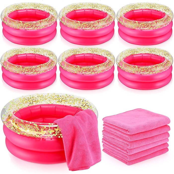 12 Pcs Foot Spa Kit for Girls 13.8 x 13.8 x 6.7 Inch Inflatable Foot Care Portable Bath and 12 x ... | Amazon (US)