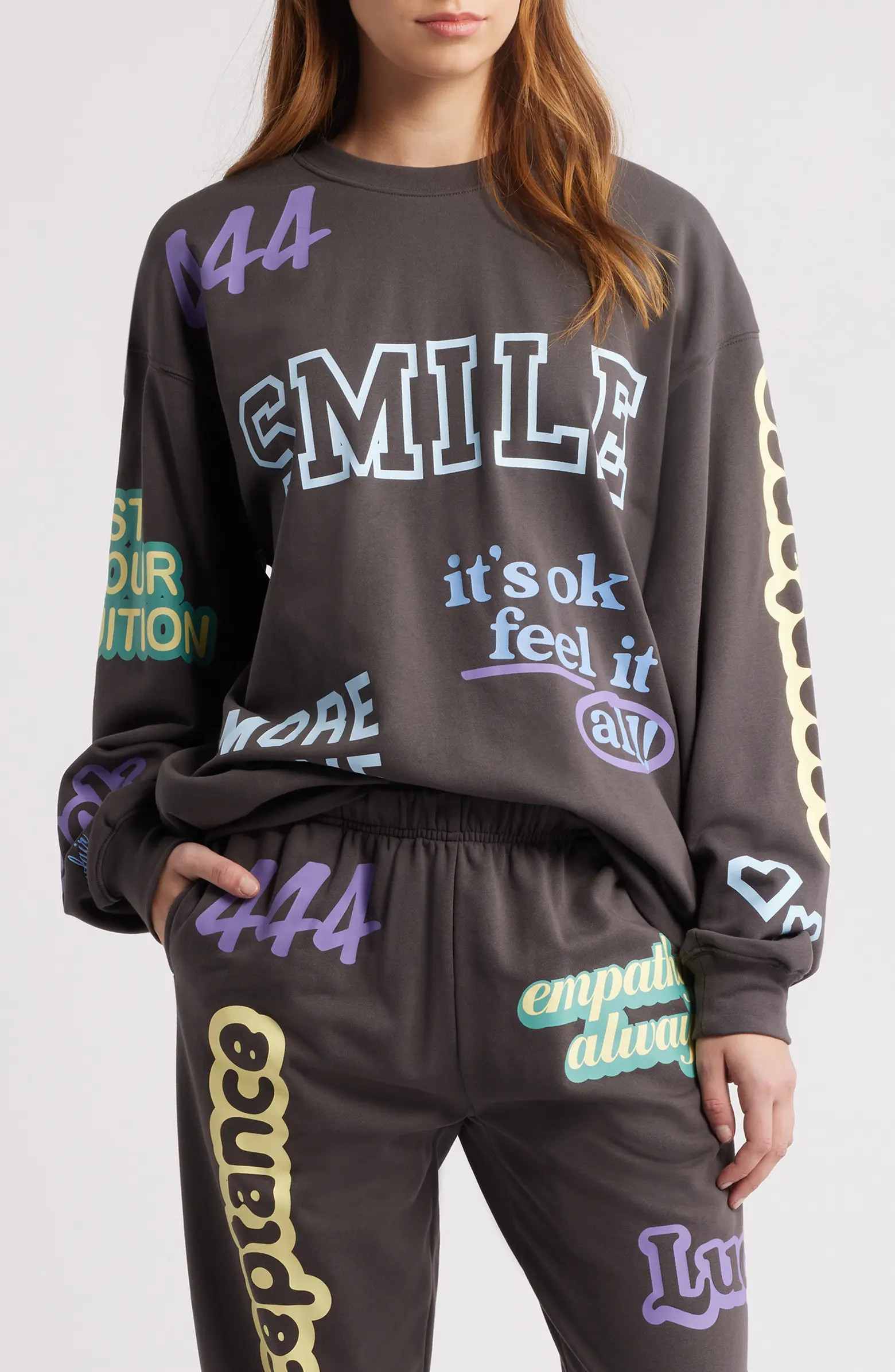 THE MAYFAIR GROUP Affirmations French Terry Graphic Sweatshirt | Nordstrom | Nordstrom