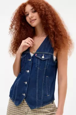Levi's Loose Denim Vest Jacket - Vintage Denim Medium XS at Urban Outfitters | Urban Outfitters UK