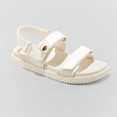 Women's Jonie Ankle Strap Footbed Sandals - A New Day™ Off-White 7.5 | Target
