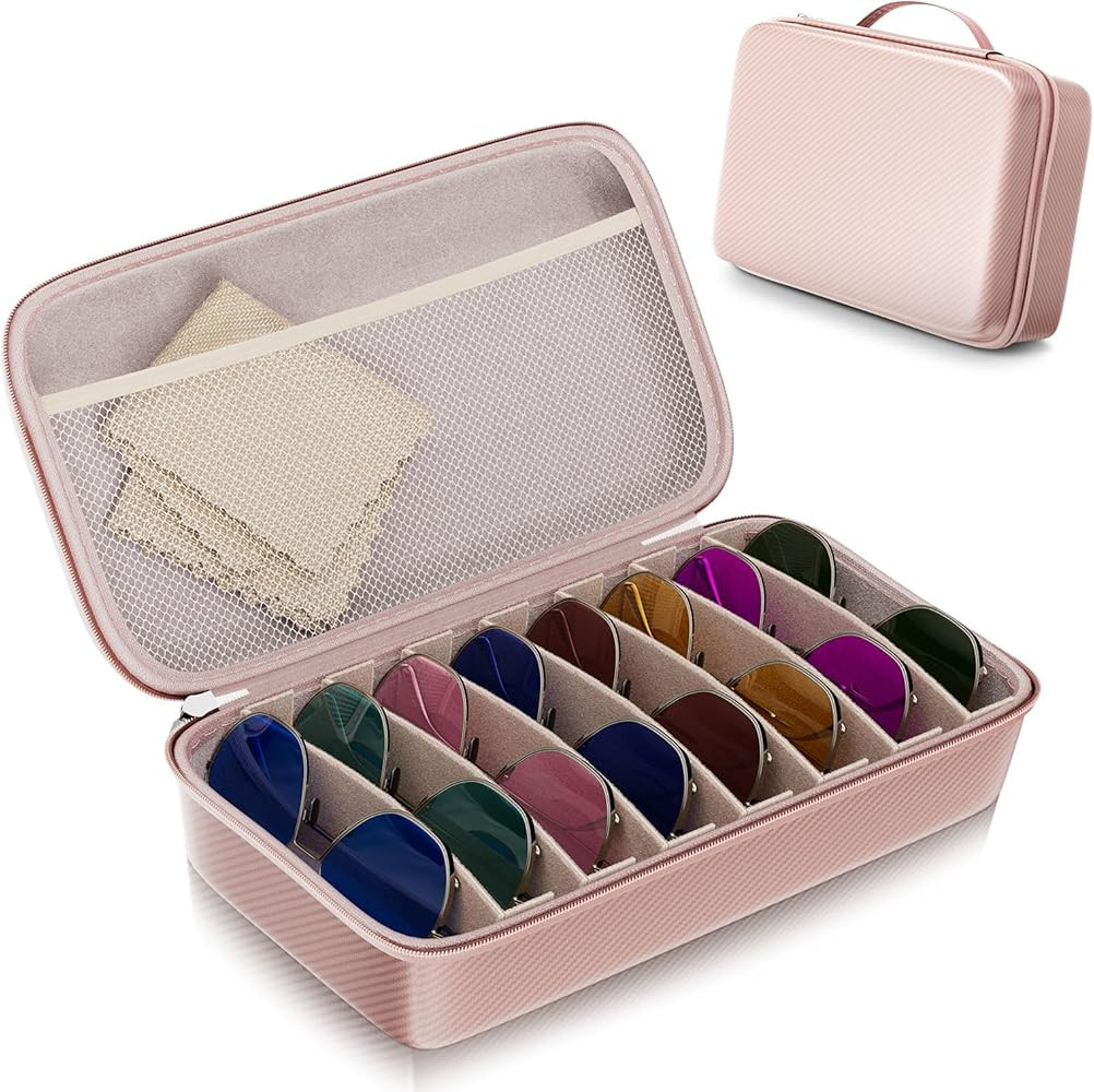 Travel Sunglasses Organizer\u200b,\u200b Hard Shell\u200b Sunglass Case Adjustable Slots for Mult... | Amazon (US)
