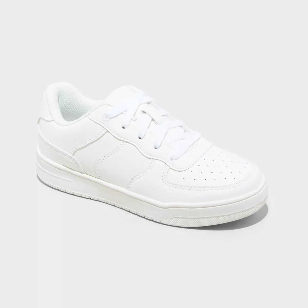 Kids' Benni Court Sneakers - art class™ White 13: Faux Leather, Lace Up, Non Marking Sole | Target
