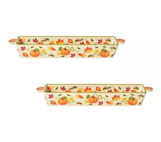 Temp-tations Seasonal Set of (2) Cracker Trays with Handles | QVC