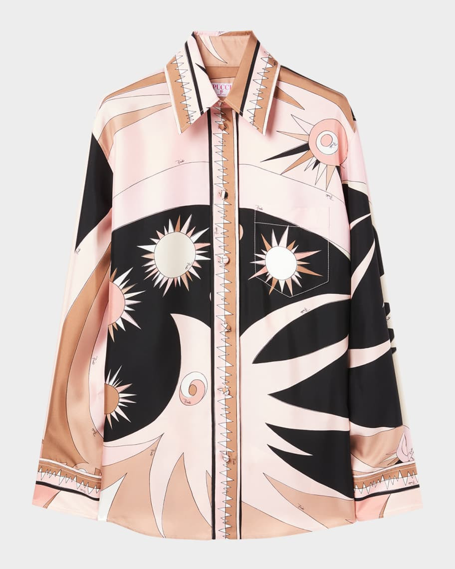 Pucci Stella Print Silk Oversized Shirt | Neiman Marcus