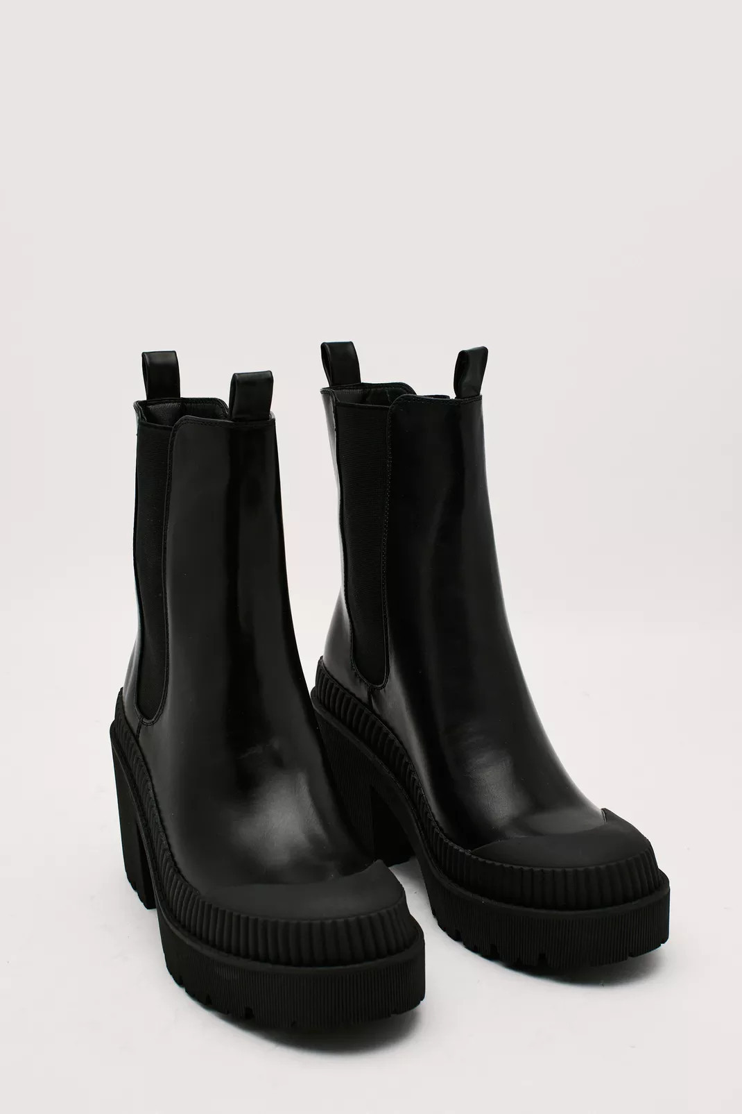 Faux Leather Block Heeled Chelsea Boots | Nasty Gal (US)