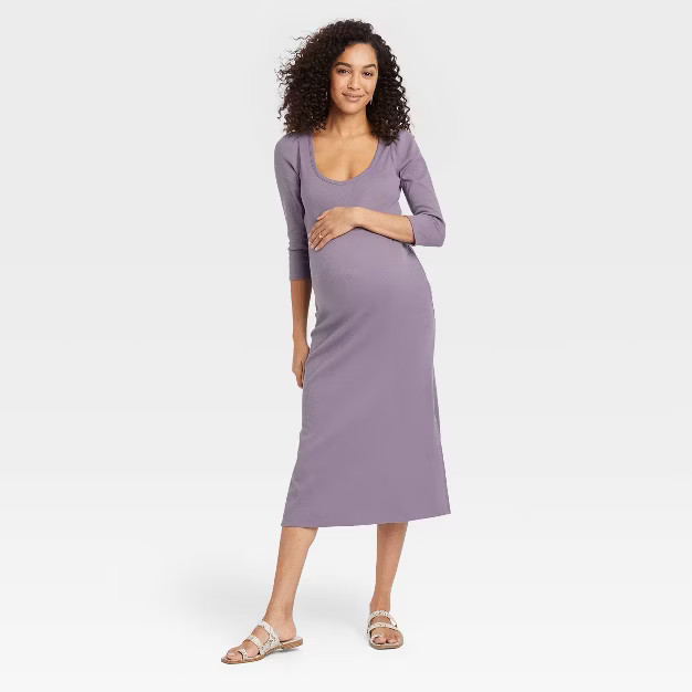The Nines by HATCH™ 3/4 Sleeve Ribbed Jersey Maternity Dress | Target