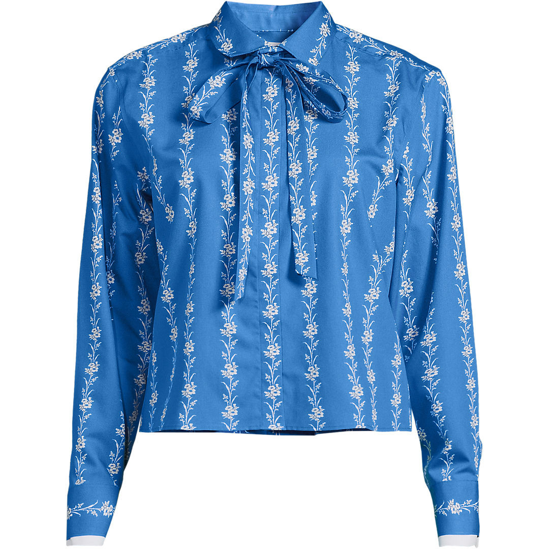 Women's Carefree Cotton Shirt with Removable Bow | Lands' End (US)