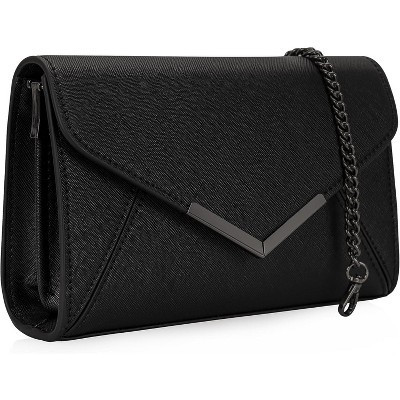 Women Envelope Clutch Faux Saffiano Leather Evening Handbag Foldover Clutch Bag Black 8.5 x 2.4 x 5.5 | Target
