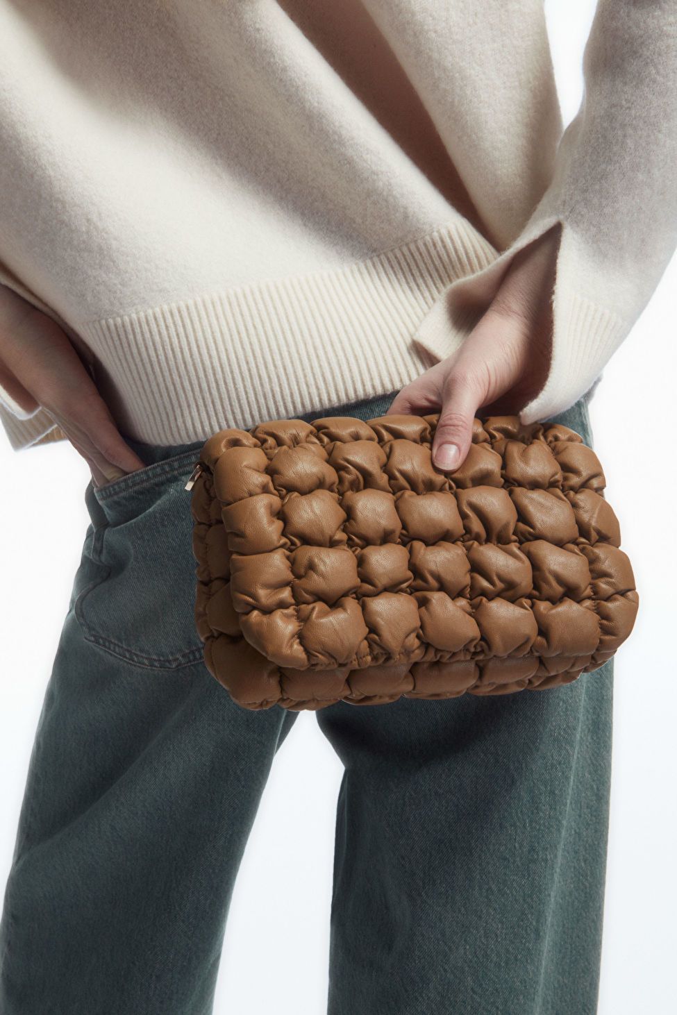 QUILTED CROSSBODY - LEATHER - BEIGE - Bags - COS | COS (US)