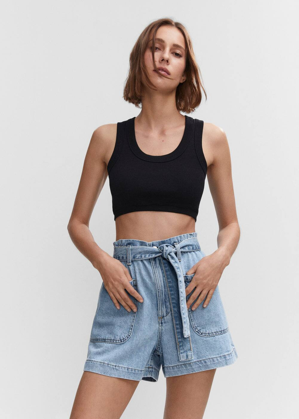 Paperbag shorts with belt | MANGO (US)