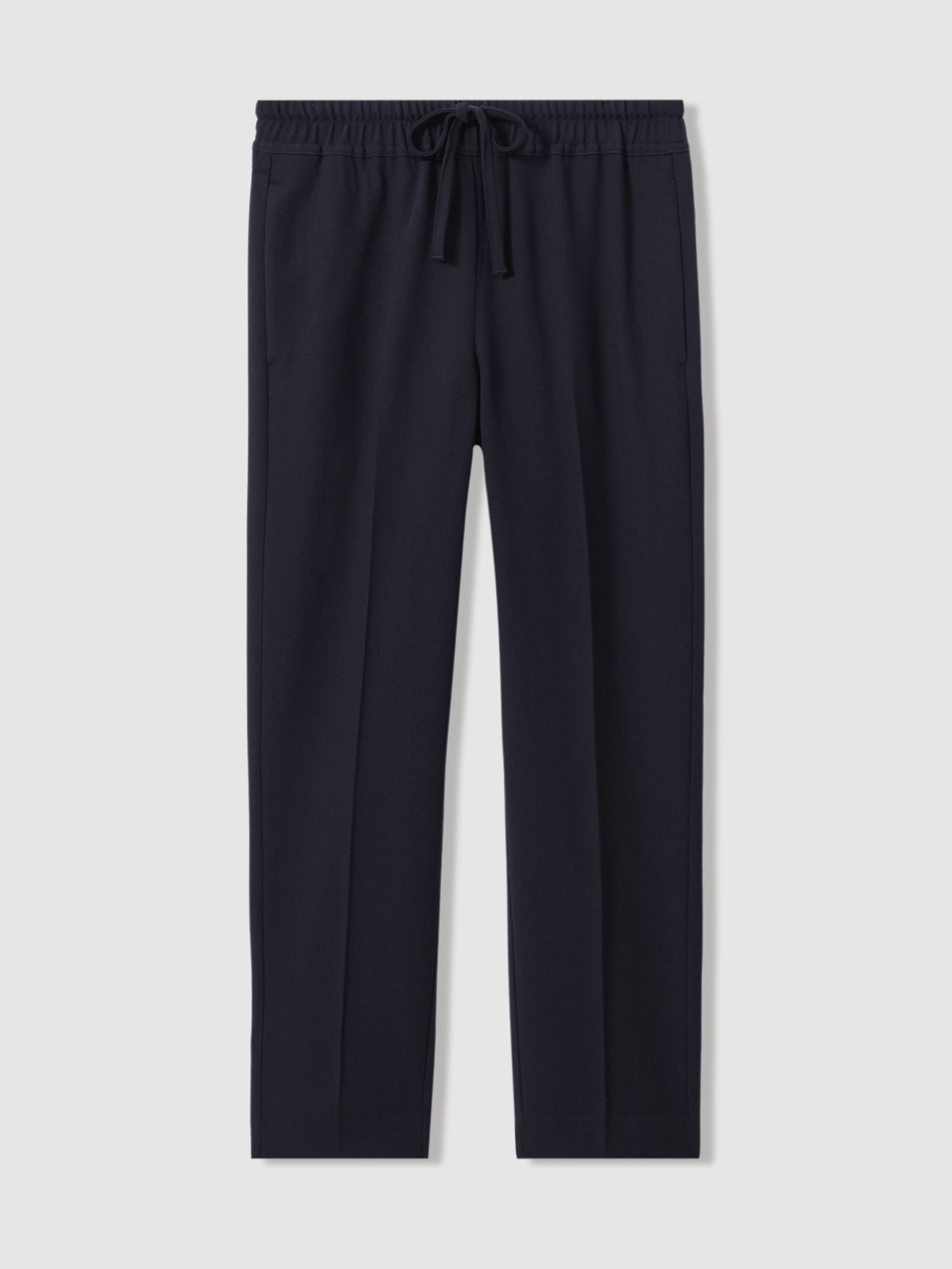 Tapered Pull On Trousers in Navy | Reiss UK