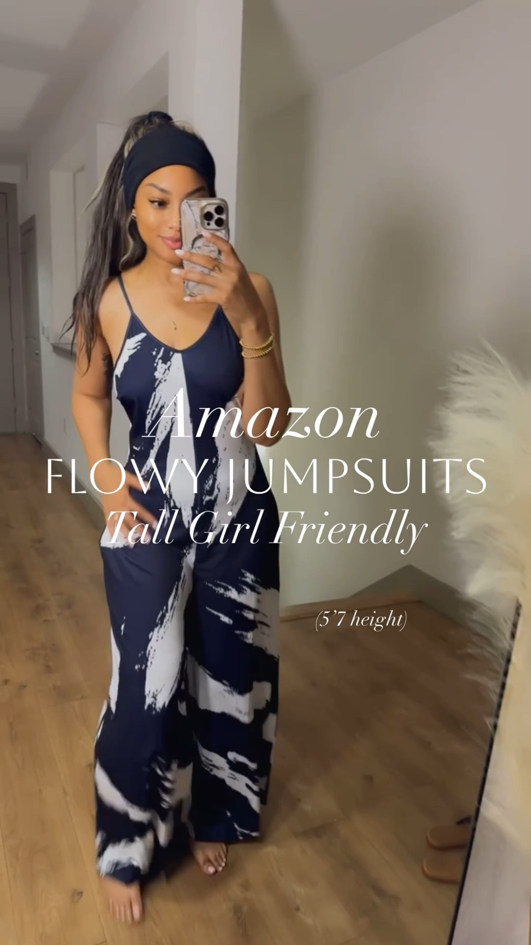 Long inseam tall girlies I found some Amazon jumpsuits for us that are long enough 😍 wearing a size small in both, waist size 26”-32” belt @amazonstylefinds 

The black and white is already sold out 😩 Literally the perfect throw and go 

Amazon fashion finds affordable spring summer jumpsuit flowy waist belt printed colorful loose v neck cute Amazon outfit