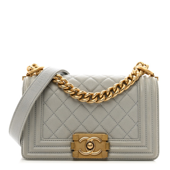 CHANEL Caviar Quilted Small Boy Flap Light Grey | FASHIONPHILE | FASHIONPHILE (US)
