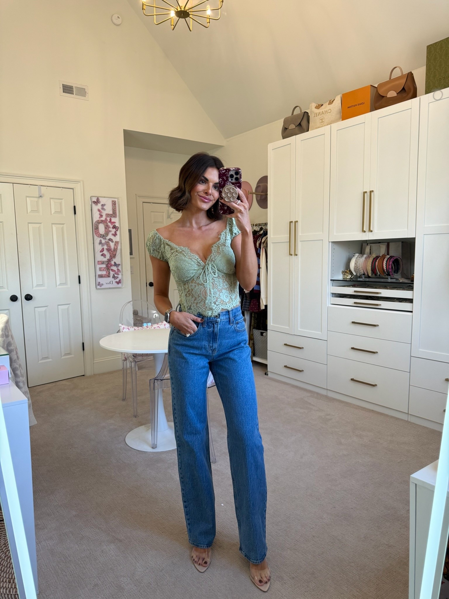 Another cute lace top 😍 this style is so cute for spring 

Jeans are 25-40% off at Abercrombie! ✨

Linking similar tops below! 
Spring outfits, date night outfits, Abercrombie sale, Katy Harrell 

#LTKSeasonal #LTKSaleAlert #LTKValentine