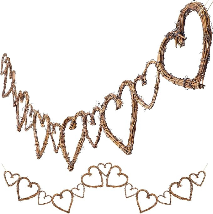 5 Feet Valentines Grapevine Garland Heart Star Natural Grapevine Twig Wreath Rustic Valentine's D... | Amazon (US)