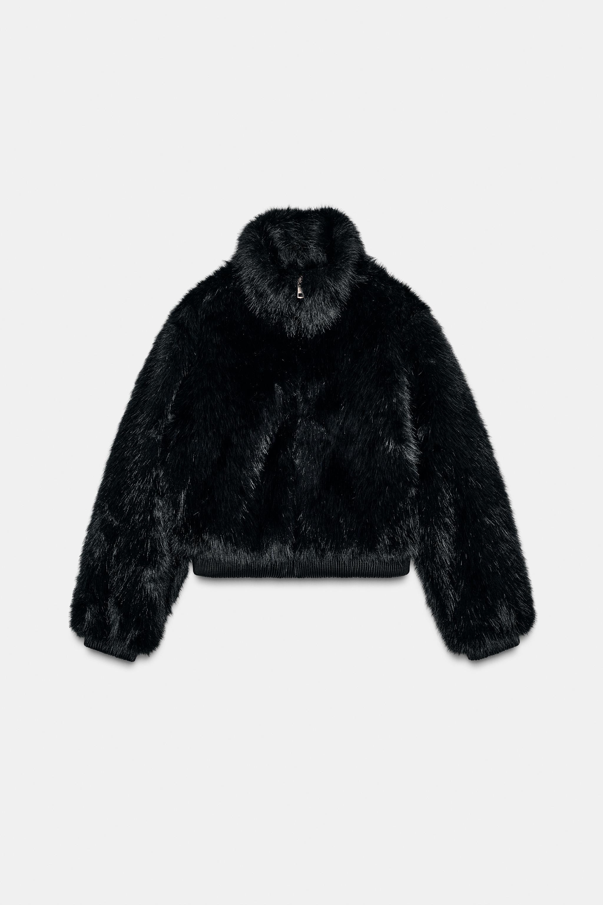 FAUX FUR HIGH COLLAR BOMBER JACKET | Zara US