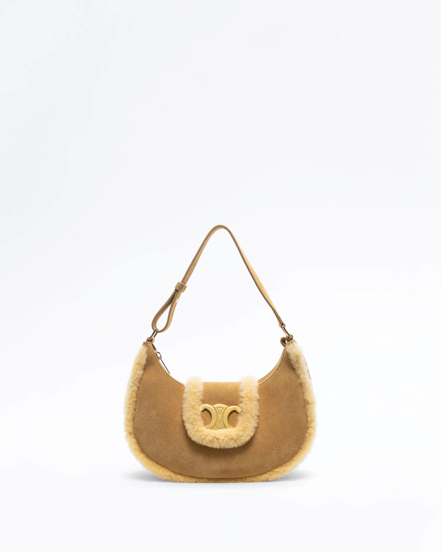 Shearling Suede Triomphe Ava Bag | Vivrelle