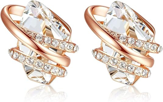 Leafael Wish Stone Stud Earrings with Birthstone Crystals, 18K Rose Gold Plated or Silver-tone | Amazon (US)