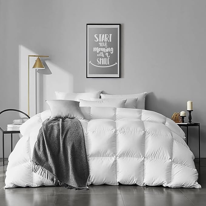 APSMILE Queen Size Feathers Down Comforter - Ultra Soft All Seasons 100% Organic Cotton Feathers ... | Amazon (US)
