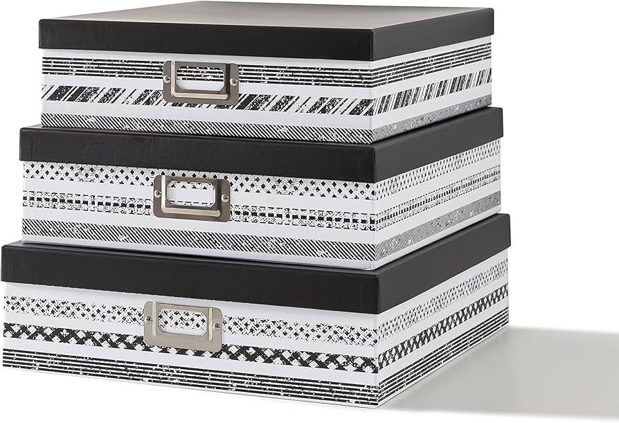 SLPR Nesting Decorative Storage Boxes With Lids for Home Decor - Set of 3: Black and White Archiv... | Amazon (US)