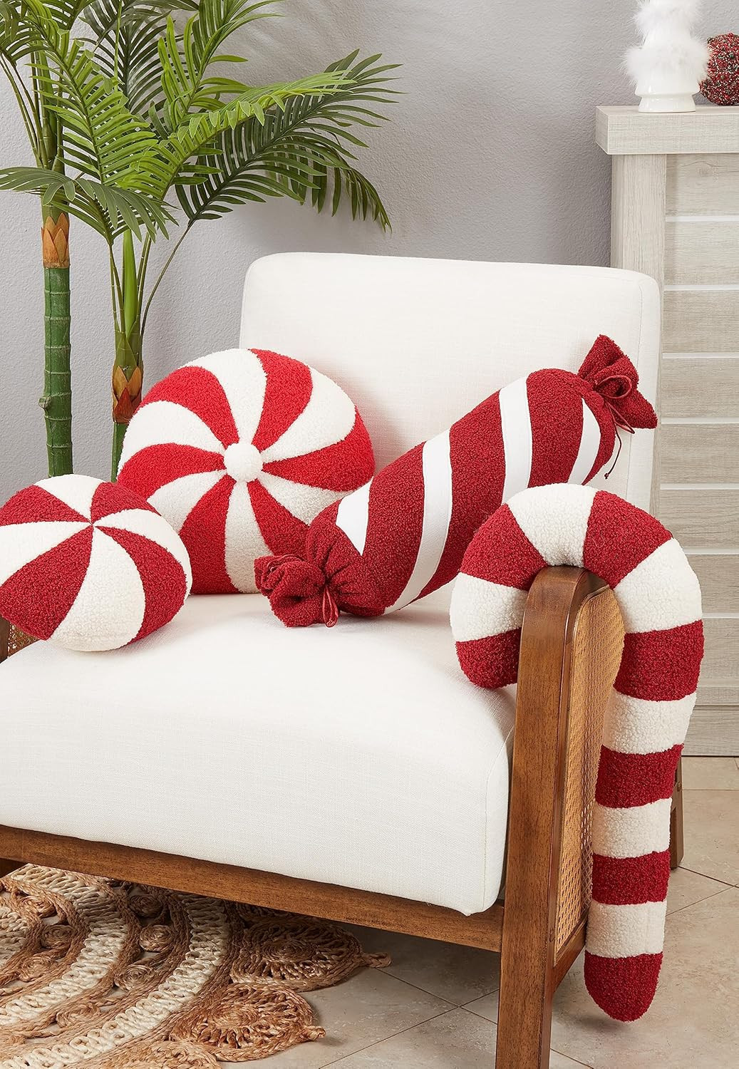 SARO LIFESTYLE Minty Delight Peppermint Candy Poly Filled Throw Pillow | Amazon (US)