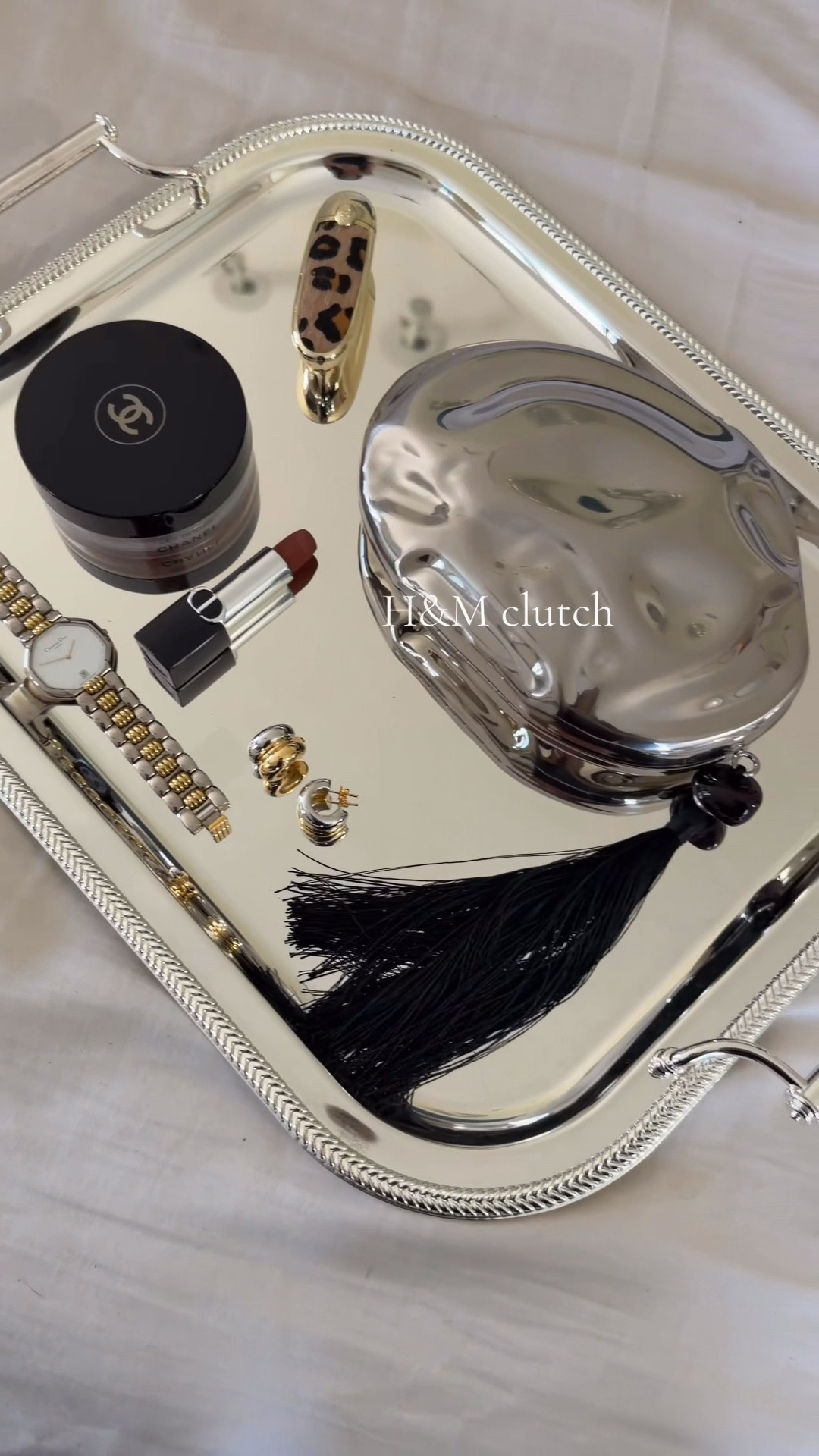 H&M clutch back in stock!!! Low stock, silver, tassel, wedding guest, date night. Leopard lipstick, silver tray.

#LTKMothersDay #LTKSaleAlert #LTKWedding
