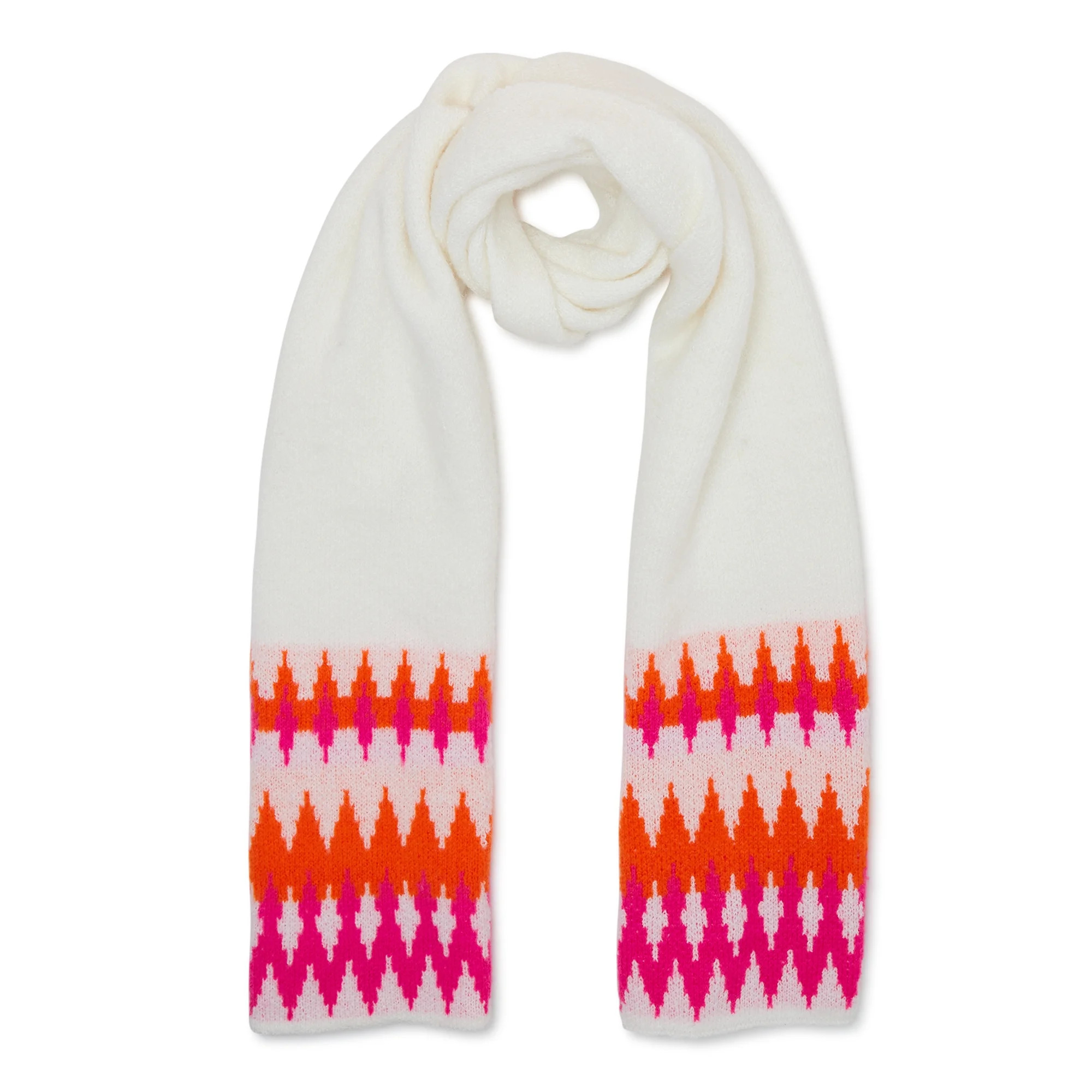 No Boundaries Women's’ Fair Isle Oblong Scarf Winter White - Walmart.com | Walmart (US)