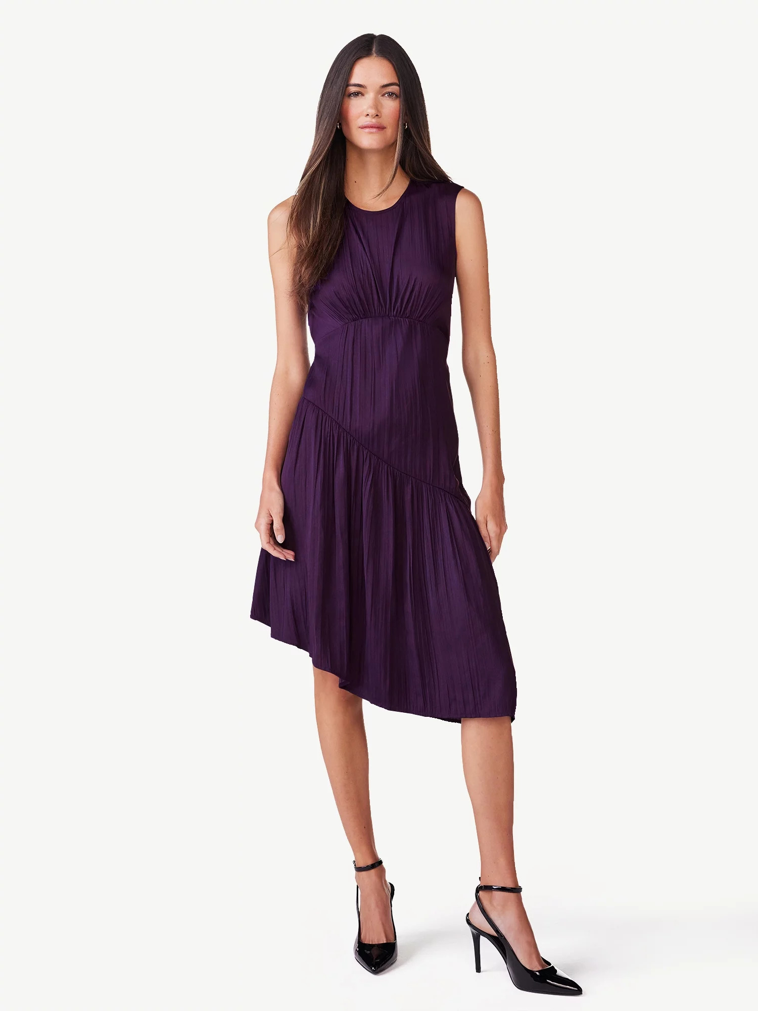 Scoop Women's Sleeveless Tiered Asymmetrical Dress, Wedding Guest Dress Under $40 | Walmart (US)