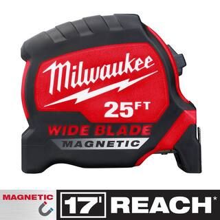 Milwaukee 25 ft. x 1-5/16 in. Wide Blade Magnetic Tape Measure with 17 ft. Reach 48-22-0225M - Th... | The Home Depot
