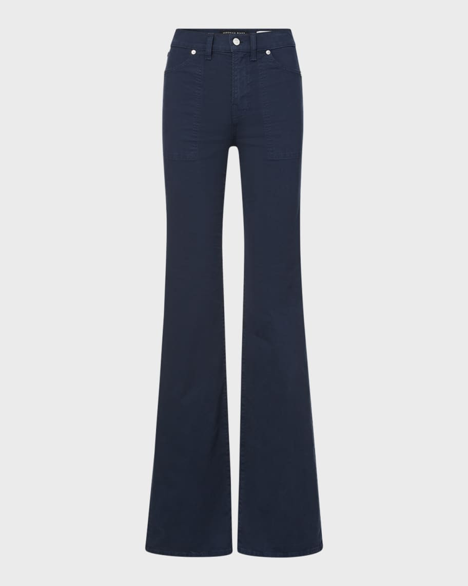 Veronica Beard Crosbie Wide-Leg Patch Pocket Jeans | Neiman Marcus