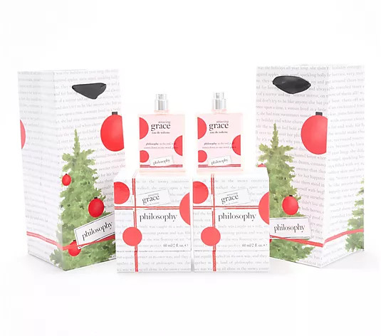 philosophy amazing grace edt 2oz duo holiday edition w/ gift bags | QVC
