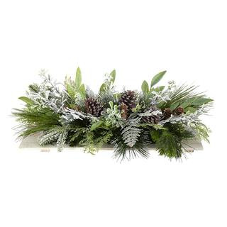 26 in. Unlit Holiday Flocked Winter Christmas Artificial Arrangement Cutting Board Wall Decor or ... | The Home Depot