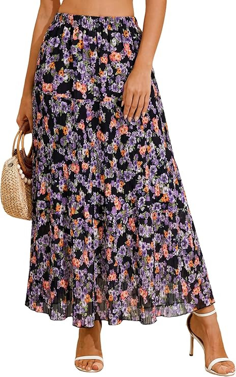 Arolina Chiffon Maxi Skirts for Women Tiered A-Line Long Skirt Flowy Casual Summer Beach Vacation... | Amazon (US)