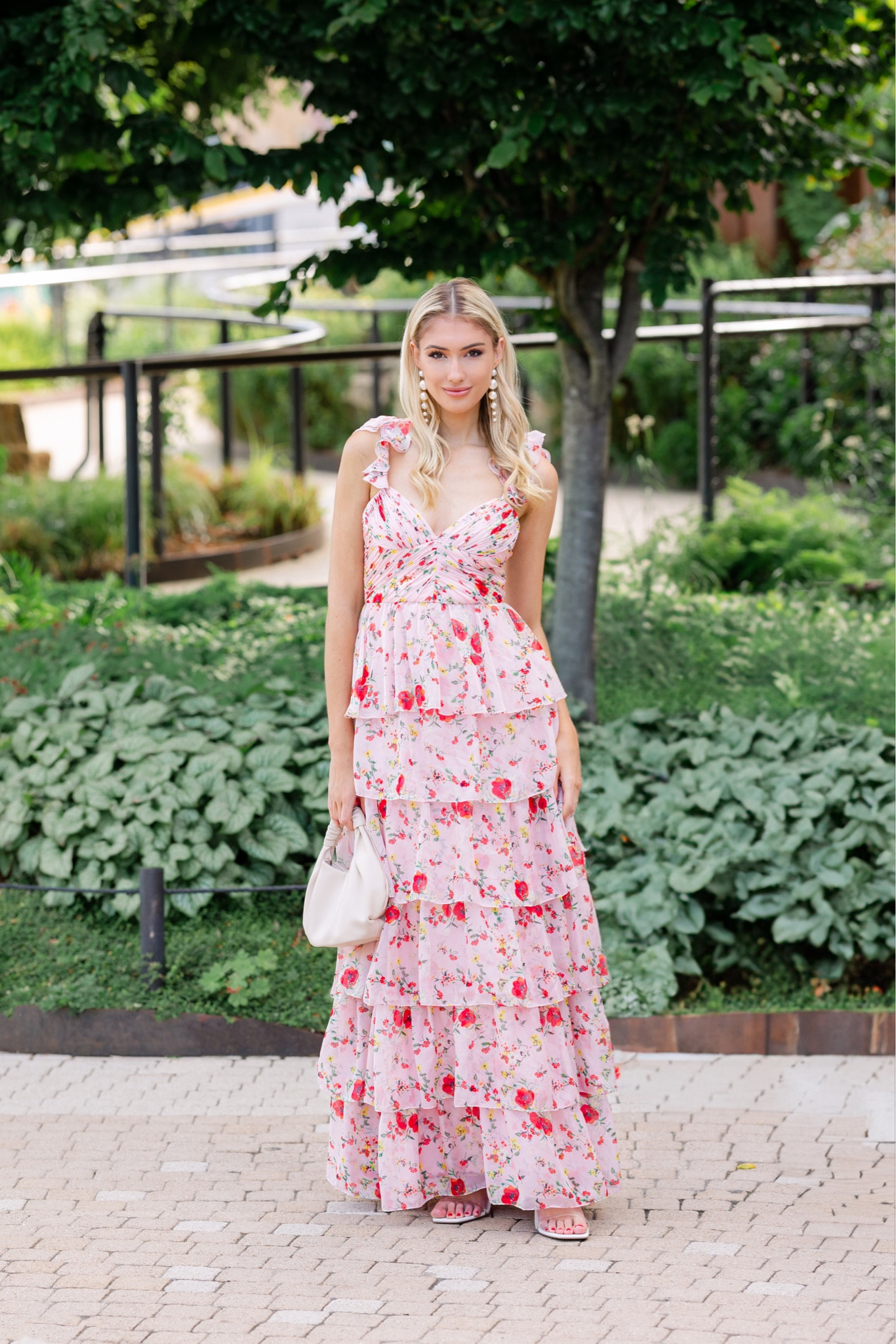 White floral dress for wedding clearance guest