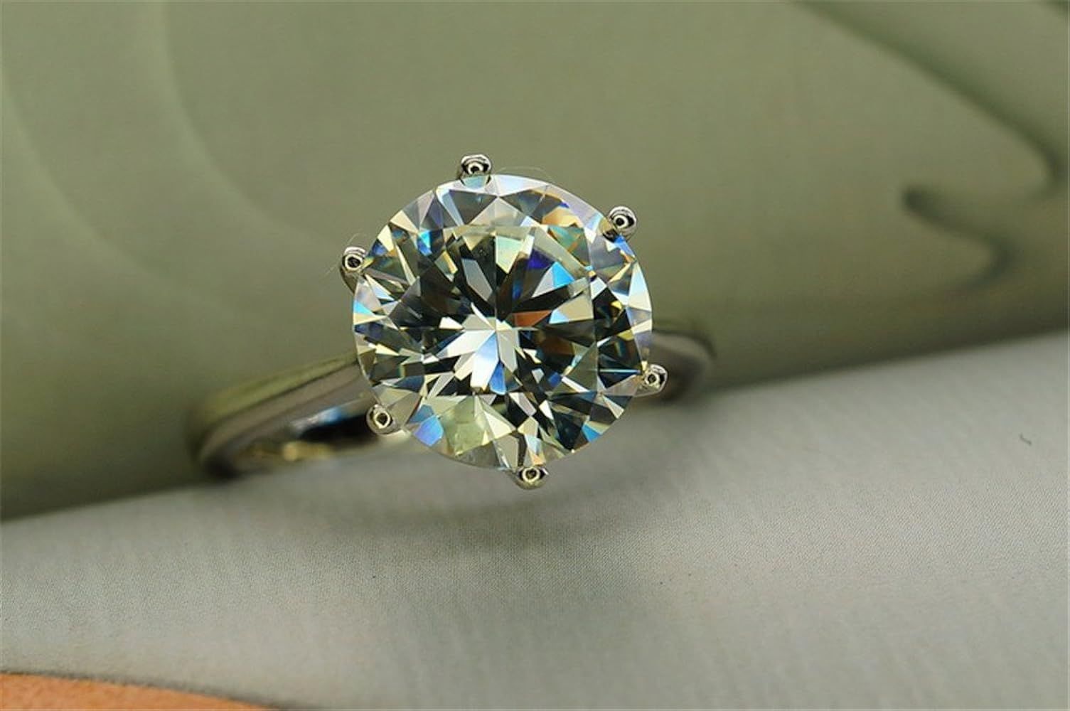 TenFit Jewelry Elegant 4ct Round Cushion Cut Solitaire Halo Simulated Diamond Wedding Engagement Rin | Amazon (US)