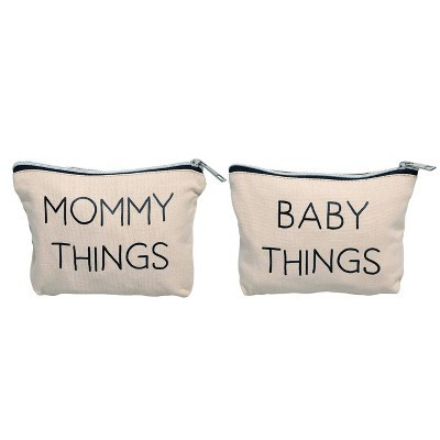 Pearhead Mommy and Baby Canvas Travel Pouch Set: Water-Resistant, Phrase Typography, Clutch Style | Target