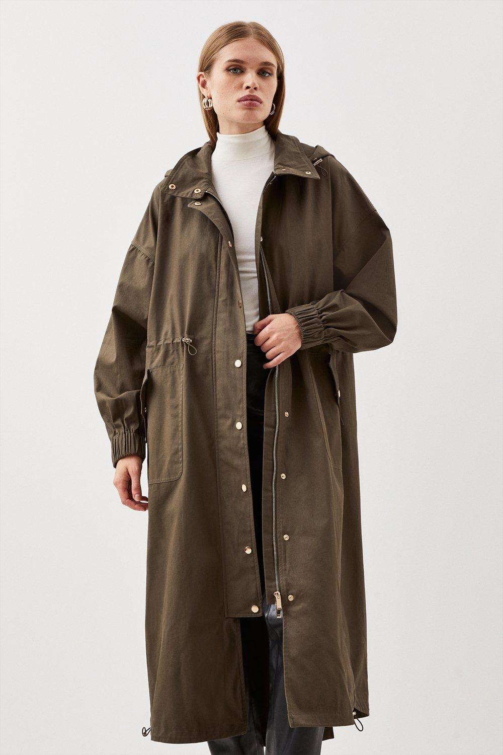 Hooded Longline Parka Coat | Karen Millen US