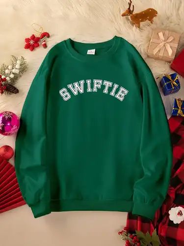 Swiftie Print Sweatshirt Winter Fall Crew Neck Casual - Temu | Temu Affiliate Program