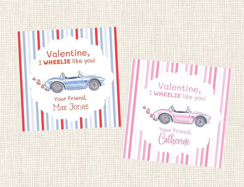 Valentine Class Tags or Stickers Cars, Watercolor, Printed / Set of 25 - Etsy | Etsy (US)