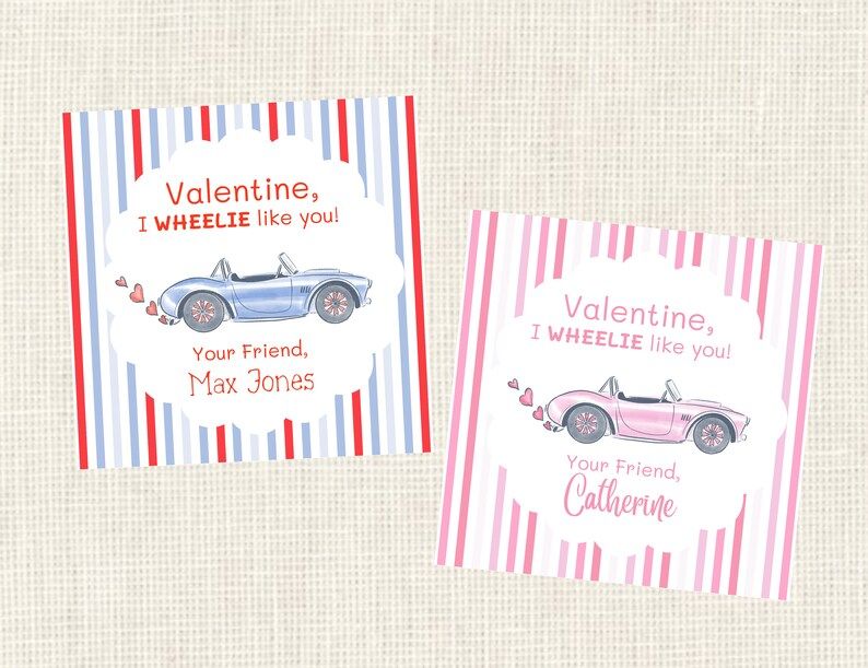 Valentine Class Tags or Stickers Cars, Watercolor, Printed / Set of 25 | Etsy (US)